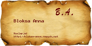 Bloksa Anna névjegykártya